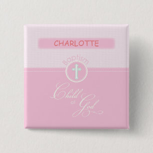 Chapa Cuadrada Bautismo de nieta, nombre personalizado, hijo rosa