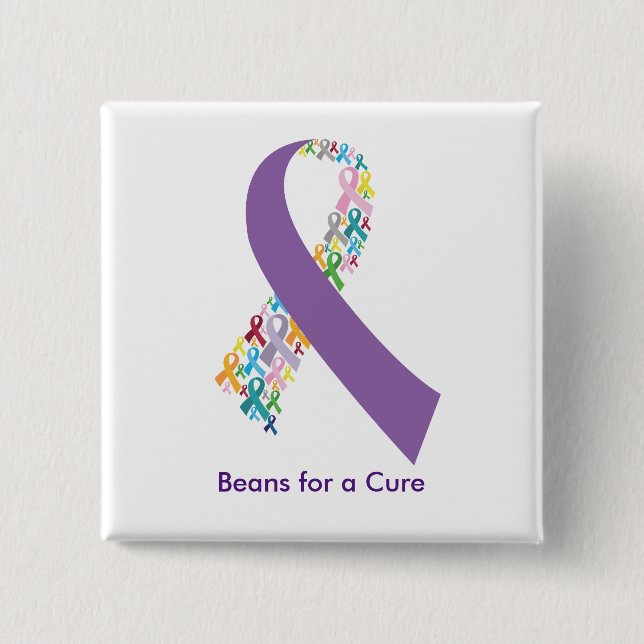 Chapa Cuadrada Beans for a Cure Button (Anverso)