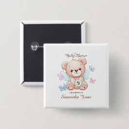 Chapa Cuadrada Bear Baby Shower personalizado