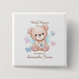 Chapa Cuadrada Bear Baby Shower personalizado