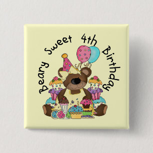 Chapa Cuadrada Beary Sweet 4º cumpleaños