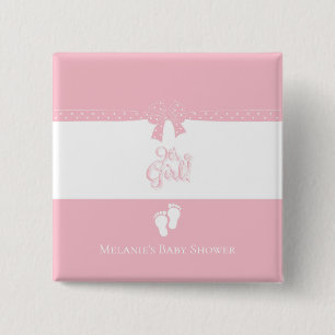 Chapa Cuadrada Bebé Chica Rosa y Personalizado de Pies Pequeños