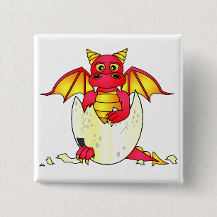 Chapa Cuadrada Bebé lindo del dragón en el huevo agrietado -