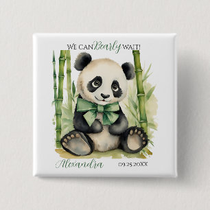 Chapa Cuadrada Bebé Panda Bear Sexo Neutral Baby Shower