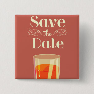 Chapa Cuadrada Bebida de Whisky Vintage Save The Date