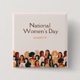 Chapa Cuadrada Beige elegante Día Nacional de la Mujer