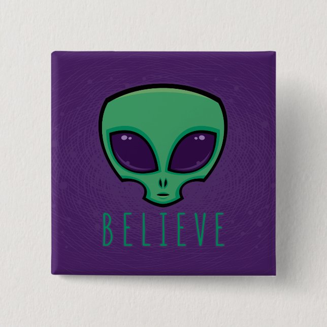 Chapa Cuadrada Believe Alien Head (Anverso)