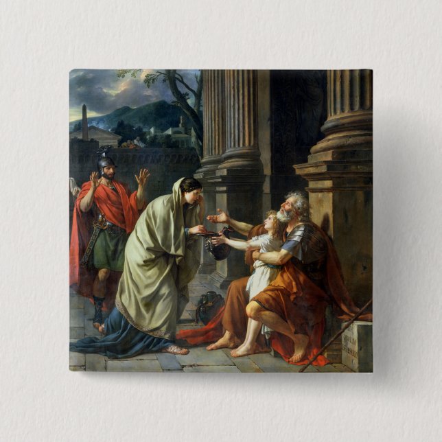 Chapa Cuadrada Belisarius que pide limosnas, 1781 (Anverso)