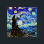 Chapa Cuadrada Bella Artes nocturno Van Gogh Starry<br><div class="desc">Noche estrellada,  buen arte de Vincent van Gogh.</div>
