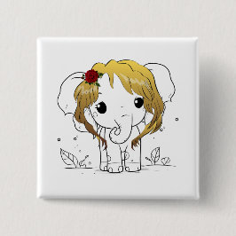 Chapa Cuadrada Bella elefante bebé hembra con pelo amarillo