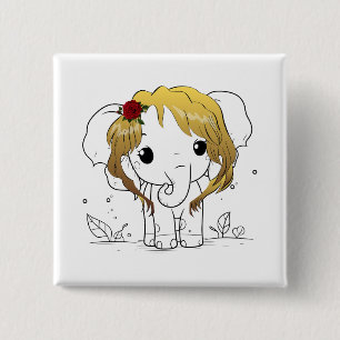 Chapa Cuadrada Bella elefante bebé hembra con pelo amarillo