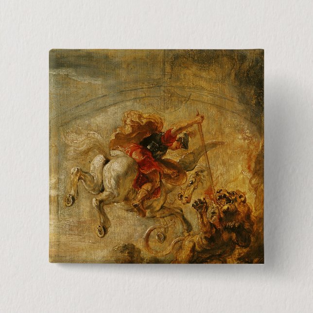 Chapa Cuadrada Bellerophon que monta Pegaso que lucha las (Anverso)