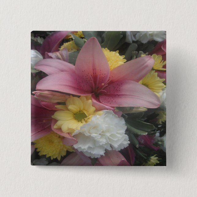 Chapa Cuadrada Belleza de Lily Rosa Button (Anverso)