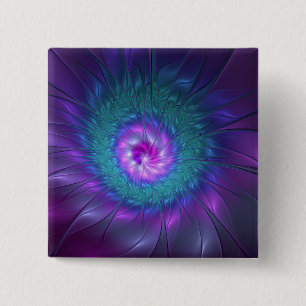 Chapa Cuadrada Belleza floral abstracta arte fractal colorido flo
