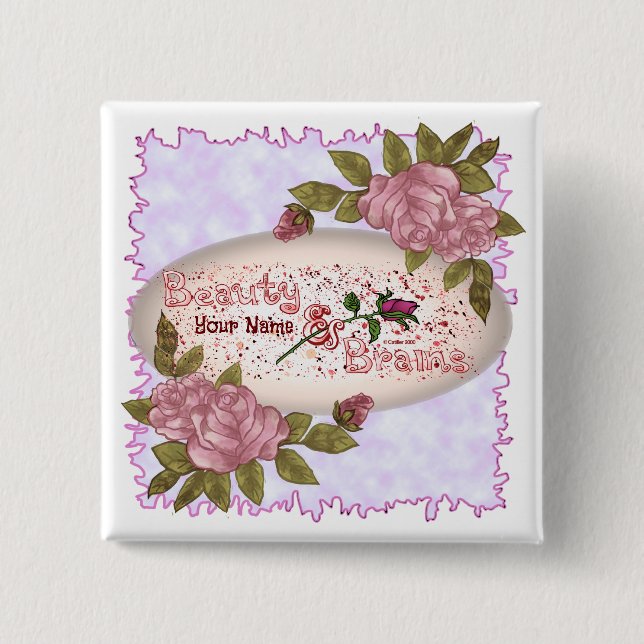 Chapa Cuadrada Belleza y cerebro (Anverso)