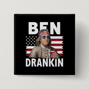 Chapa Cuadrada Ben Drankin Beer Bandera Vintage Divertida 4 de Ju