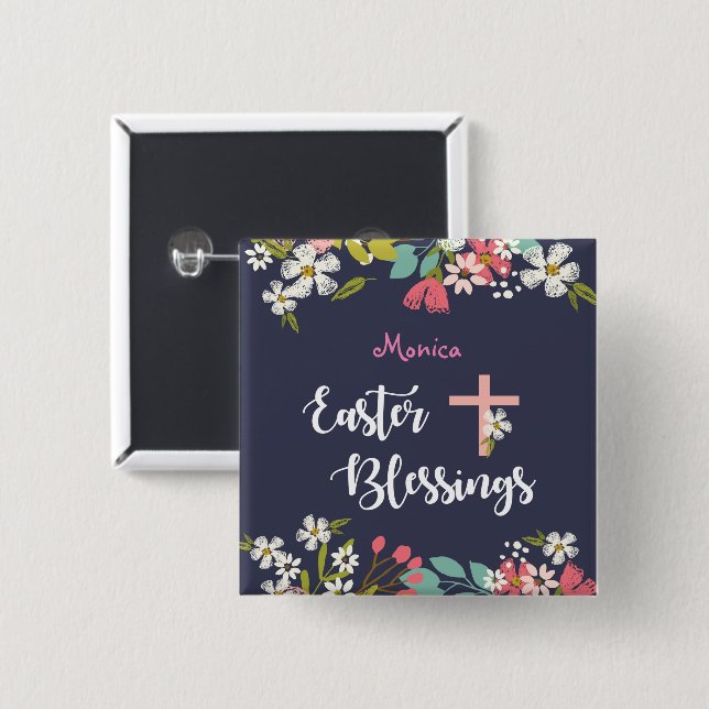 Chapa Cuadrada Bendiciones de Pascua de las Flores de Cristo Autó (Anverso y reverso)