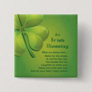 Chapa Cuadrada Bendiciones irlandesas Green Shamrock, Celtic