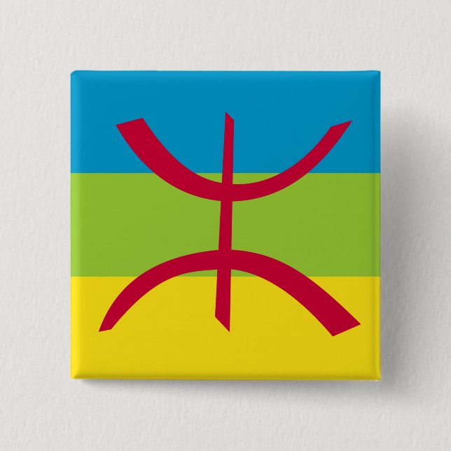 Chapa Cuadrada Berber Kabyle Berbers Bandera Amazigh Pin Badge  (Anverso)