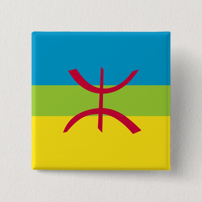 Chapa Cuadrada Berber Kabyle Berbers Bandera Amazigh Pin Badge  (Anverso)