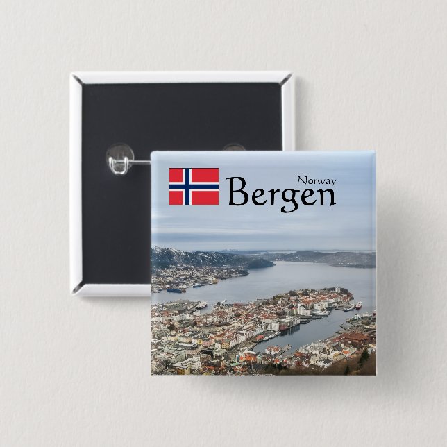Chapa Cuadrada Bergen Noruega (Anverso y reverso)
