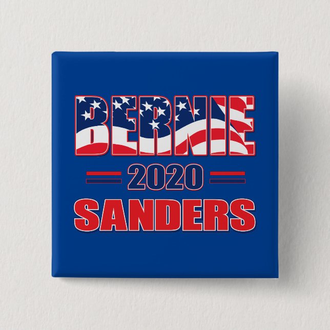 Chapa Cuadrada Bernie Sanders para presidente en 2020 (Anverso)