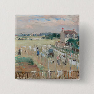 Chapa Cuadrada Berthe Morisot - Colgando la ropa para secar
