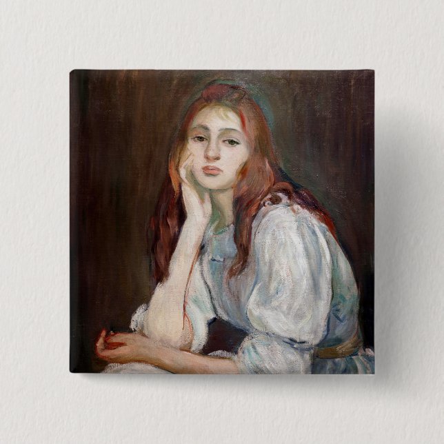 Chapa Cuadrada Berthe Morisot - Julie Daydreaming (Anverso)