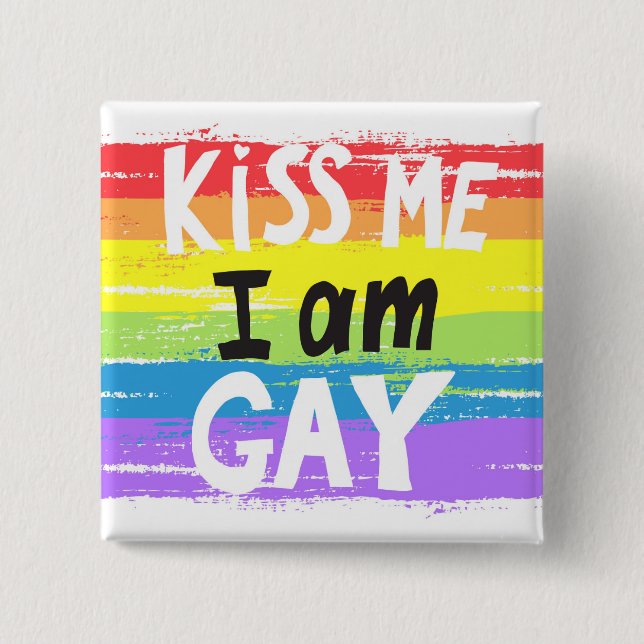 Chapa Cuadrada Bésame, soy gay (Anverso)