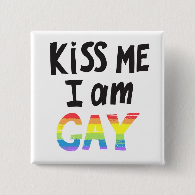 Chapa Cuadrada Bésame, soy gay (Anverso)