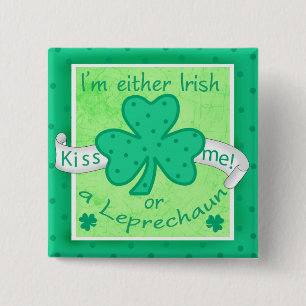 Chapa Cuadrada Bésame - Soy irlandés o un insignia de Leprechaun