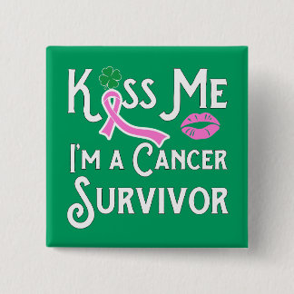 Chapa Cuadrada Bésame soy una sobreviviente de cáncer de mama