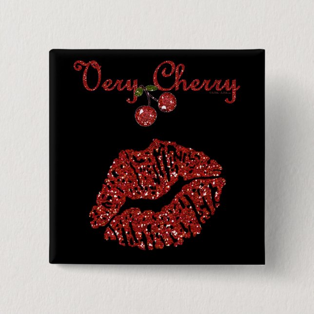 Chapa Cuadrada Beso muy cereza de RAB Rockabilly (Anverso)