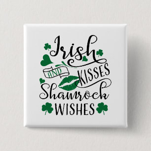 Chapa Cuadrada Besos irlandeses y deseos de Shamrock