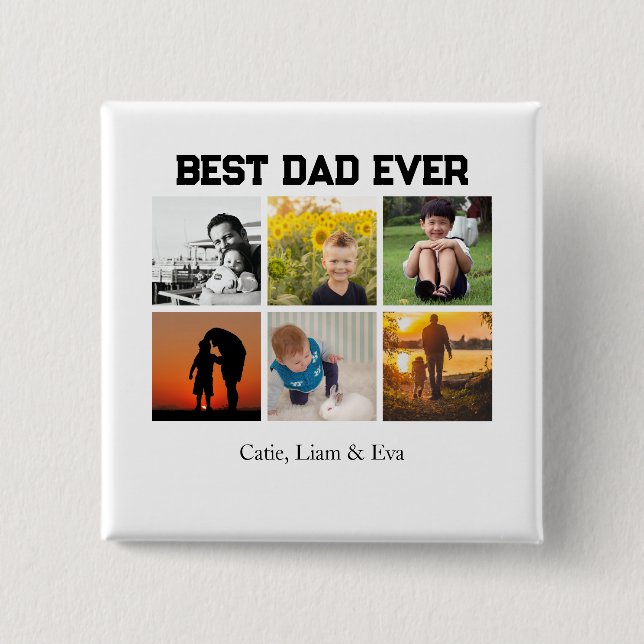 Chapa Cuadrada Best Dad Ever Customizable name and images (Anverso)