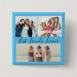 Chapa Cuadrada "Best Friends Forever Photo Collage Button