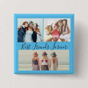 Chapa Cuadrada "Best Friends Forever Photo Collage  Button