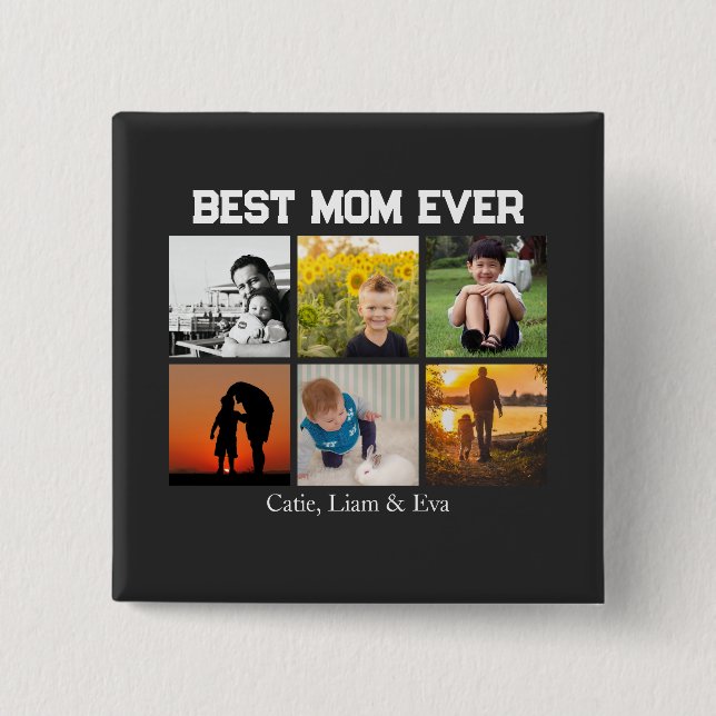 Chapa Cuadrada Best Mom Ever Customizable name and images (Anverso)