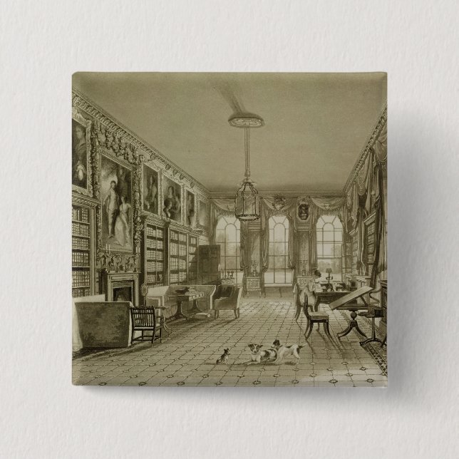 Chapa Cuadrada Biblioteca como salón, parque de Cassiobury, (Anverso)