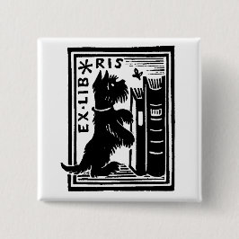 Chapa Cuadrada Biblioteca de libros de perros de época
