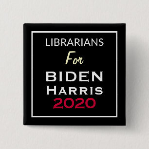 Chapa Cuadrada Bibliotecarios De BIDEN HARRIS Black Red White Squ