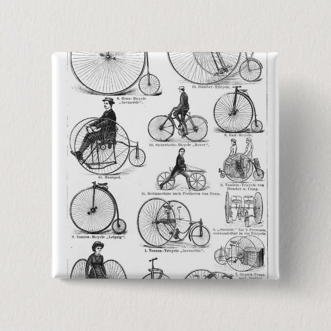 Chapa Cuadrada Bicicleta de rueda alta Penny Farthing (Anverso)