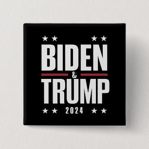 Chapa Cuadrada Biden Trump 2024 Divertida Elección Presidencial V
