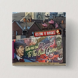 Chapa Cuadrada Bienvenidos a Dubuque, Rótulo de Iowa con banderas