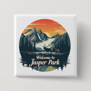 Chapa Cuadrada Bienvenidos al Parque Nacional Canadiense Jasper