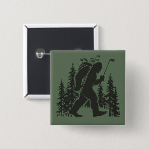 Chapa Cuadrada Bigfoot Golfista Árbol Divertido Sasquatch Jugando