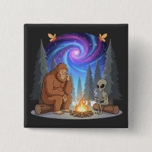 Chapa Cuadrada Bigfoot y Alien Caprichoso en la Galaxia de la Fog