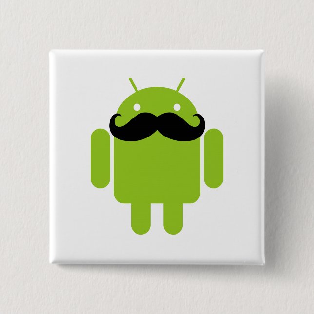 Chapa Cuadrada Bigote androide del icono del robot (Anverso)