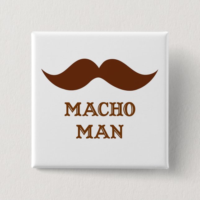 Chapa Cuadrada Bigote divertido de hombre macho (Anverso)
