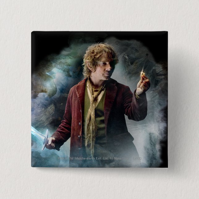 Chapa Cuadrada BILBO BAGGINS™ Con El Anillo (Anverso)